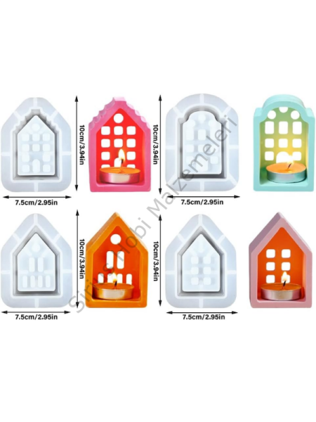 Ev Tealight Mumluk Silikon Kalıbı – 4 Model Dekoratif Ev Mumluk Kalıbı