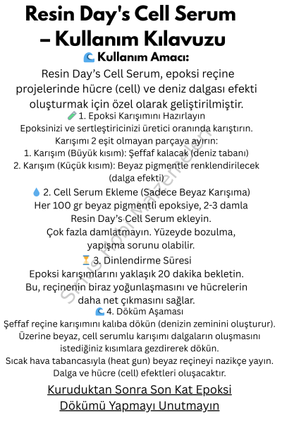 Resin Day’s Cell Serum 10ml – Epoksi Reçine İçin Dalga Hücre Efekti (Silikon Bazlı)