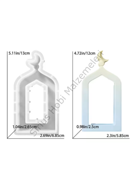 Hilalli Ramazan Dekor Silikon Kalıbı – 3 Boy Dekoratif Çerçeve Kalıbı
