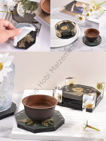 Epoksi Bardak Altlığı ve Stand Silikon Kalıbı – 3 Model Coaster Kalıbı