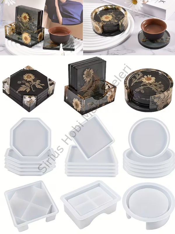 Epoksi Bardak Altlığı ve Stand Silikon Kalıbı – 3 Model Coaster Kalıbı