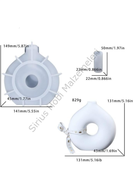 Halka Vazo Silikon Kalıbı 13 cm – Nordic Donut Dekoratif Vazo Kalıbı