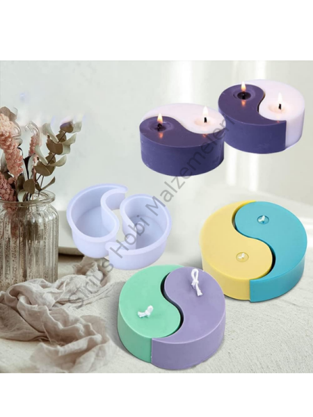 Yin Yang Mum Silikon Kalıbı 2 Parça – Dekoratif Mum Kalıbı
