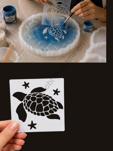Kaplumbağa Stencil Şablonu 8×6 cm
