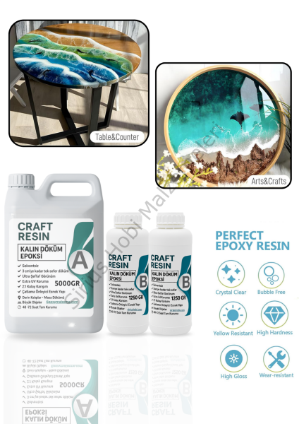 Craft Resin Kalın Döküm Epoksi Reçine – Masa ve Sehpa Yapımı İçin Şeffaf Reçine 7.5-30 kg