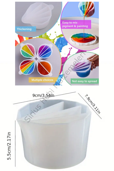 Epoksi Reçine 4 Gözlü Renk Karıştırma Silikon Kabı