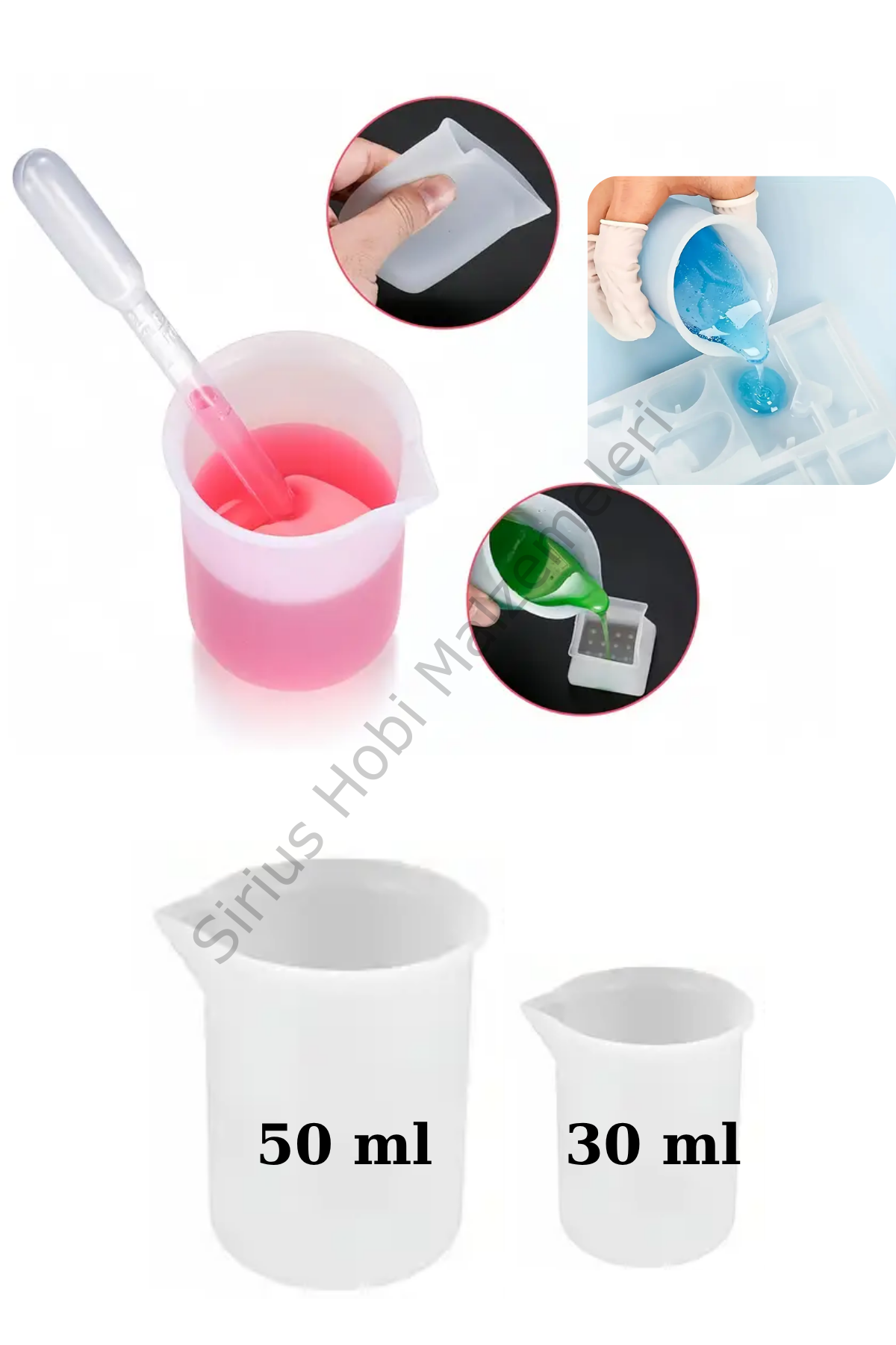 Epoksi Reçine 30-50 ml Mini Beher Döküm Silikon Kalıpları Seti