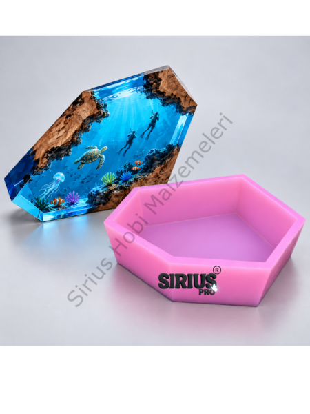 Geode Derin Tasarım Epoksi Silikon Kalıbı 19,5x14 cm – 5 cm Derin Gece Lambası Kalıbı | Sirius Pro