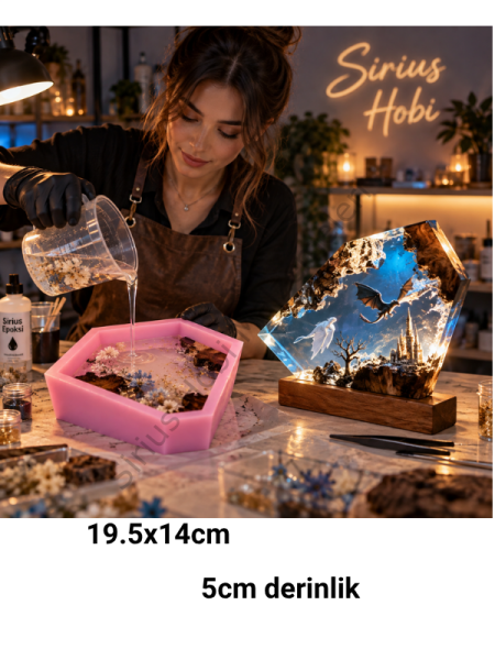 Geode Derin Tasarım Epoksi Silikon Kalıbı 19,5x14 cm – 5 cm Derin Gece Lambası Kalıbı | Sirius Pro