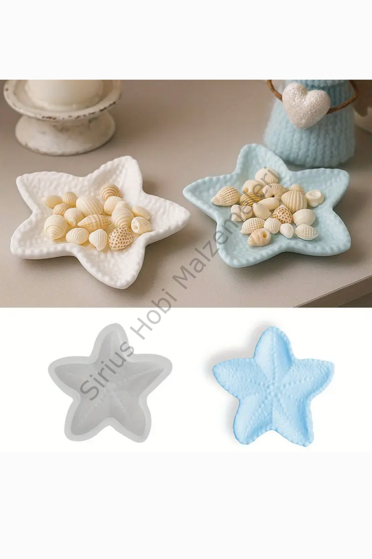 Epoksi Reçine Alçı Deniz Yıldızı Tabak Silikon Kalıbı