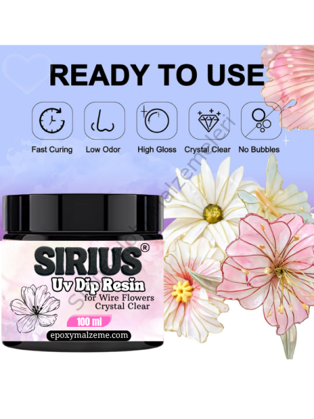 Sirius Yoğun Kıvamlı Dip UV Reçine – Tel İçin Uygun (Akmayan)-Hızlı Kürlenen 100ml