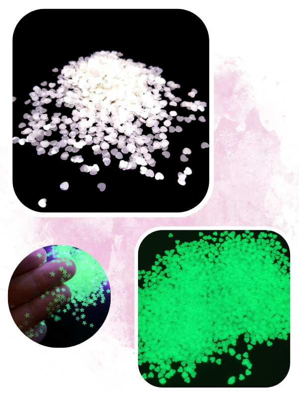 Glow in The Dark- Karanlıkta Parlayan 3mm Kalp 2 gr