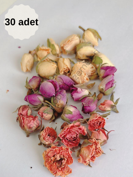 Epoksi 30 adet Kuru Renkli Minik Güller