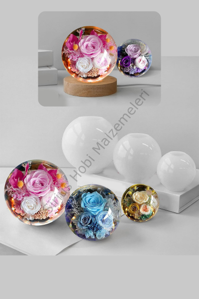 Epoksi Reçine Şeffaf Mum  Küre Silikon Kalıpları