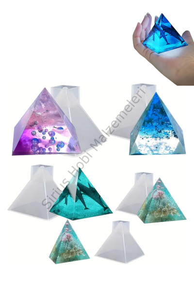 Epoksi Reçine Minik Piramit Silikon Kalıpları 5li set