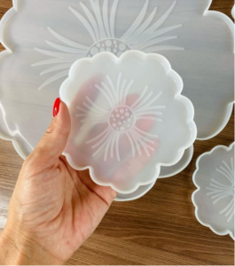 Epoksi Reçine Çiçek 6 Parça Tepsi Bardak Altlığı Kalıbı Seti