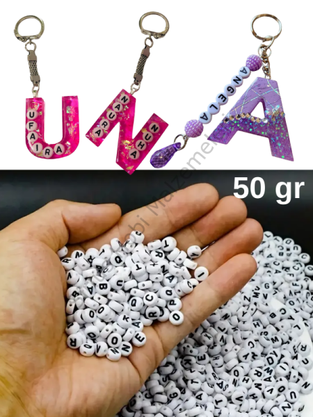 Epoksi Reçine 50 Gr Beyaz Boncuk Harfler