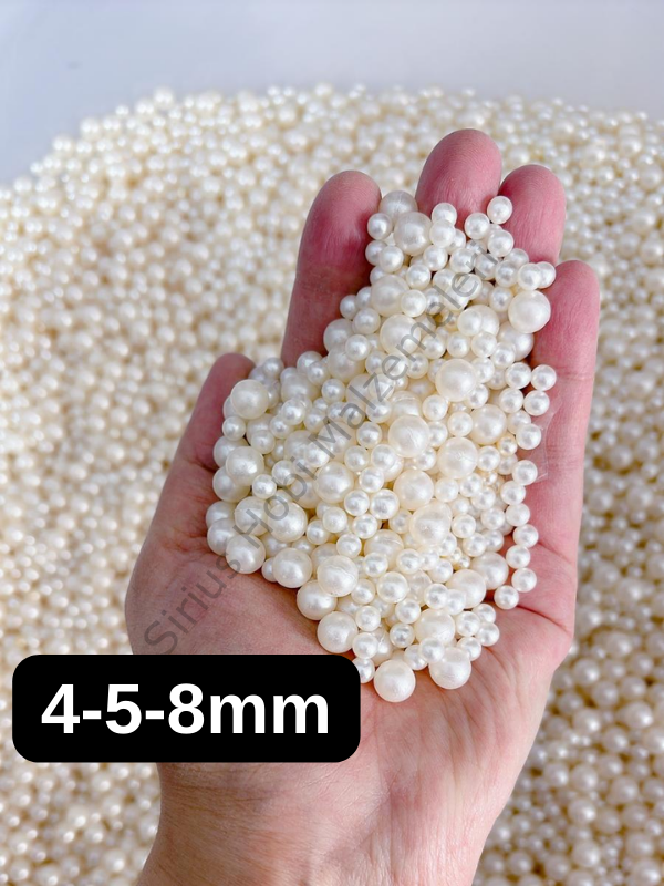 Epoksi Karışık Boyutta Deliksiz Krem İnciler 50 gr