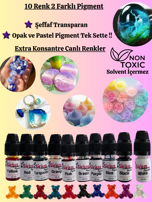 Sirius Epoksi Reçine  10 Renk  Transparan Konsantre Pigment Boya