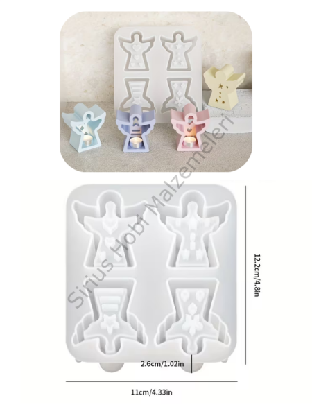 Melek Mumluk Silikon Kalıbı 4'lü – Yılbaşı Tealight Melek Kalıbı