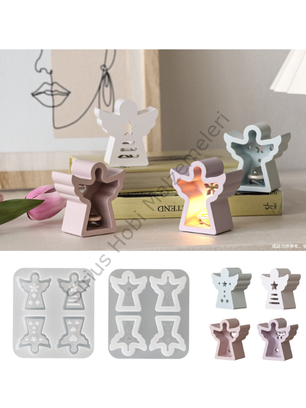 Melek Mumluk Silikon Kalıbı 4'lü – Yılbaşı Tealight Melek Kalıbı