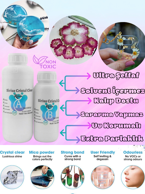 Sirius İnce Döküm Epoksi Reçine – Takı, Kalıp ve Hobi Uygulamaları İçin Şeffaf Reçine 1 kg