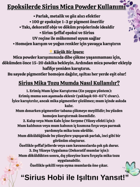 Epoksi Reçine Mica Powder İnci Sedefli Pigment Boya Seti İnci Tozu 10 Renk 50 gr