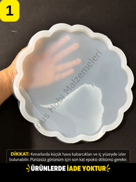 Hatalı Kalıp - 26cm Geode Epoksi Tepsi 1cm kalınlık