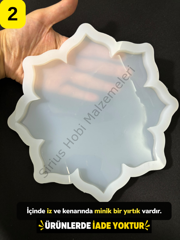 Hatalı Kalıp - 19.5cm Çiçek Epoksi Tepsi 1cm kalınlık