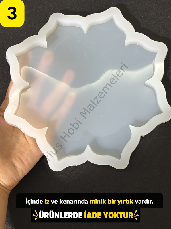 Hatalı Kalıp - 19.5cm Çiçek Epoksi Tepsi 1cm kalınlık