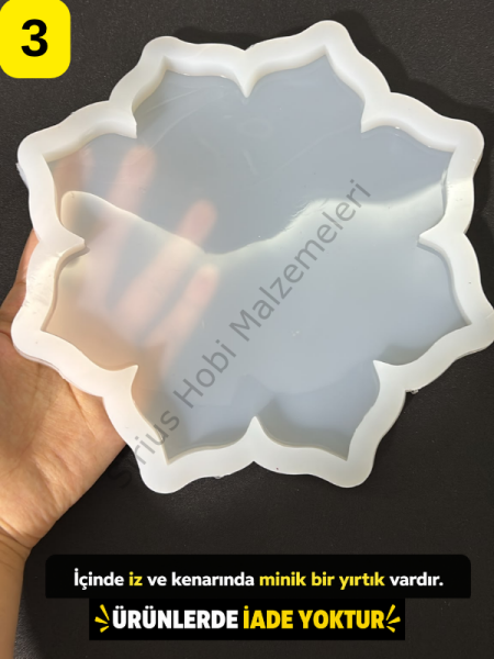 Hatalı Kalıp - 19.5cm Çiçek Epoksi Tepsi 1cm kalınlık