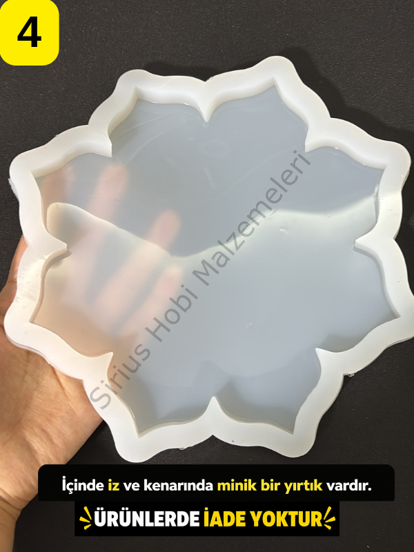 Hatalı Kalıp - 19.5cm Çiçek Epoksi Tepsi 1cm kalınlık