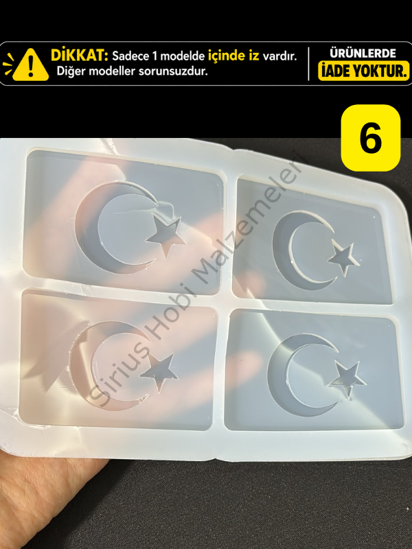 Hatalı Kalıp - 7,5x5cm Türkbayrağı Epoksi Çok amaçlı kalıp Anahtarlık Magnet 8mm kalınlık
