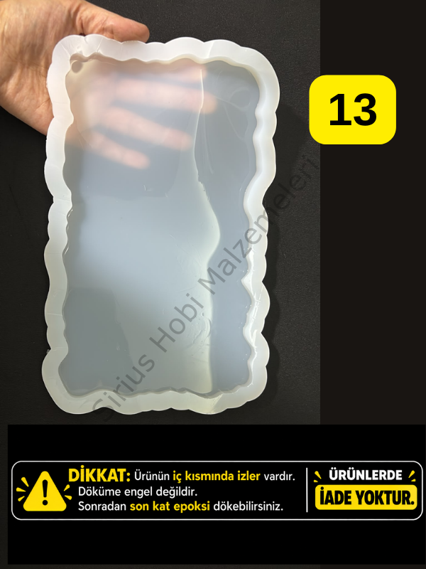 Hatalı Kalıp -25x14cm Epoksi Dikdörtgen Tepsi Silikon Kalıbı 1cm kalınlık