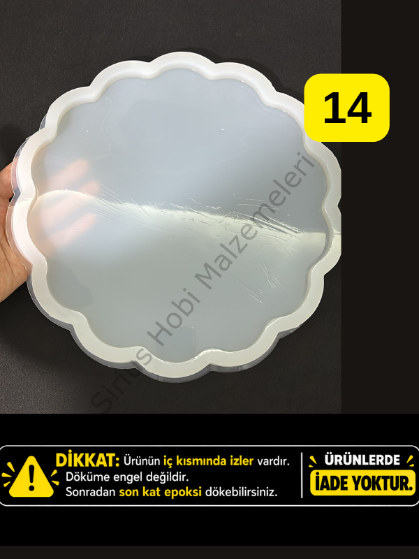 Hatalı Kalıp - 26cm Geode Epoksi Tepsi Silikon Kalıbı 1cm kalınlık