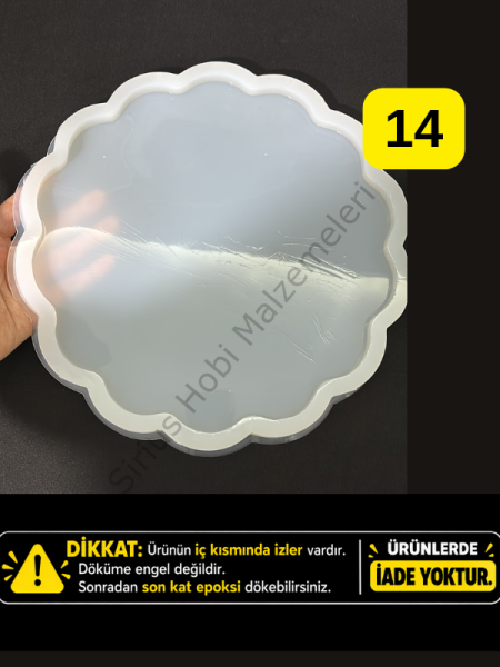 Hatalı Kalıp - 26cm Geode Epoksi Tepsi Silikon Kalıbı 1cm kalınlık
