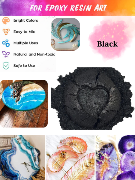 Epoksi Reçine Boyası Mica Powder İnci Sedefli Pigment İnci Tozu 5 gr Black