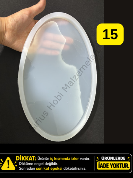 Hatalı Kalıp -28x17cm Epoksi Oval Tepsi Silikon Kalıbı 1cm kalınlık