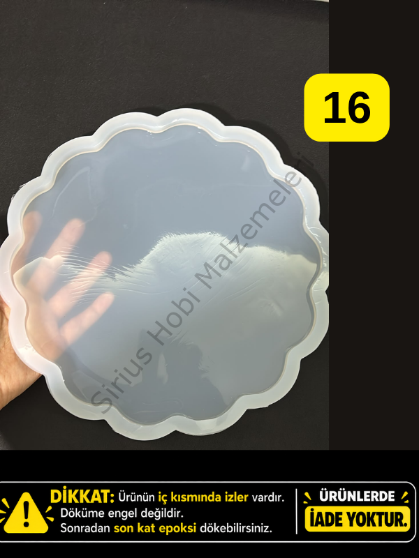 Hatalı Kalıp - 26cm Geode Epoksi Tepsi Silikon Kalıbı 1cm kalınlık