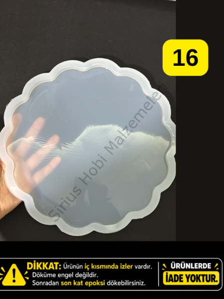 Hatalı Kalıp - 26cm Geode Epoksi Tepsi Silikon Kalıbı 1cm kalınlık