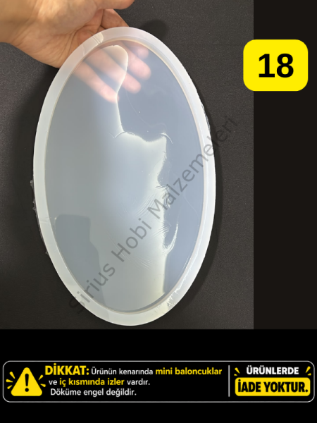 Hatalı Kalıp -28x17cm Epoksi Oval Tepsi Silikon Kalıbı 1cm