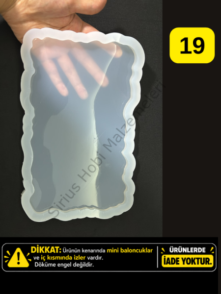 Hatalı Kalıp -25x14cm Epoksi Dikdörtgen Tepsi Silikon Kalıbı