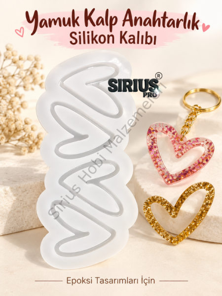 4'lü Yamuk Kalp Anahtarlık Epoksi Silikon Kalıbı 4,5x6 cm | Sirius Pro