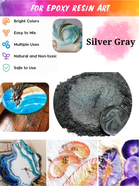 Epoksi Reçine Boyası Mica Powder İnci Sedefli Pigment İnci Tozu 5 gr SilverGray