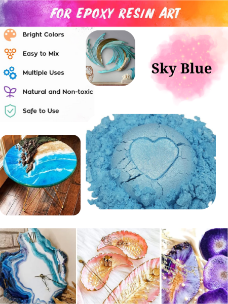 Epoksi Reçine Boyası Mica Powder İnci Sedefli Pigment İnci Tozu 5 gr Sky Blue