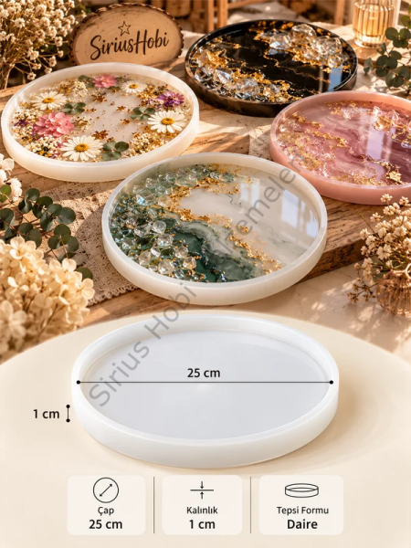 Epoksi Yuvarlak Daire Tepsi Silikon Kalıbı 25 cm | Sirius Pro