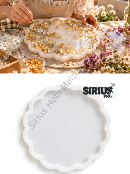 Epoksi Alçı Papatya Model Tepsi Silikon Kalıbı 26 cm 1cm Kalınlık | Sirius Pro