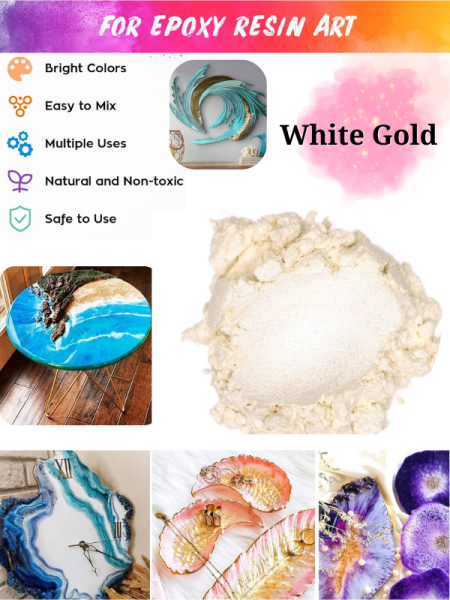 Epoksi Reçine Boyası Mica Powder İnci Sedefli Pigment İnci Tozu 5 gr White Gold