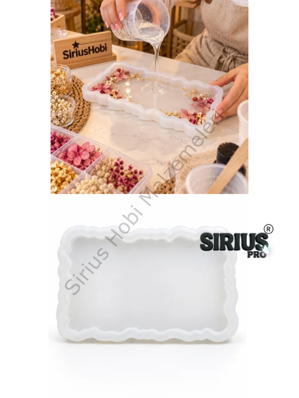 Epoksi Alçı Geode Dikdörtgen Tepsi Silikon Kalıbı 25x14 cm 1cm Kalınlık | Sirius Pro