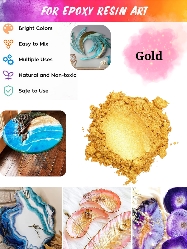Epoksi Reçine Boyası Mica Powder İnci Sedefli Pigment İnci Tozu 5 gr Gold